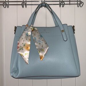 EUC Nanette Lepore Light Blue Handbag w/Crossbody Strap/Twilly
